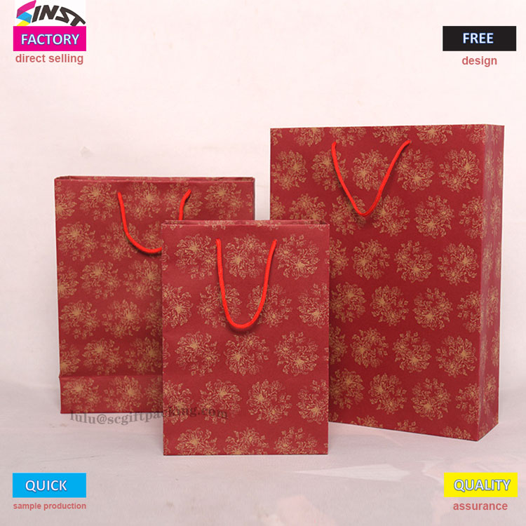 Red kraft paper bag gift tote bag